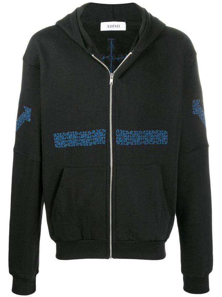 Adish Embroidered Detail Hoodie - Black