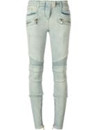 Balmain Skinny Biker Jeans, Women's, Size: 36, Blue, Cotton/spandex/elastane