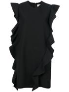 Msgm Ruffle Detail Mini Dress - Black