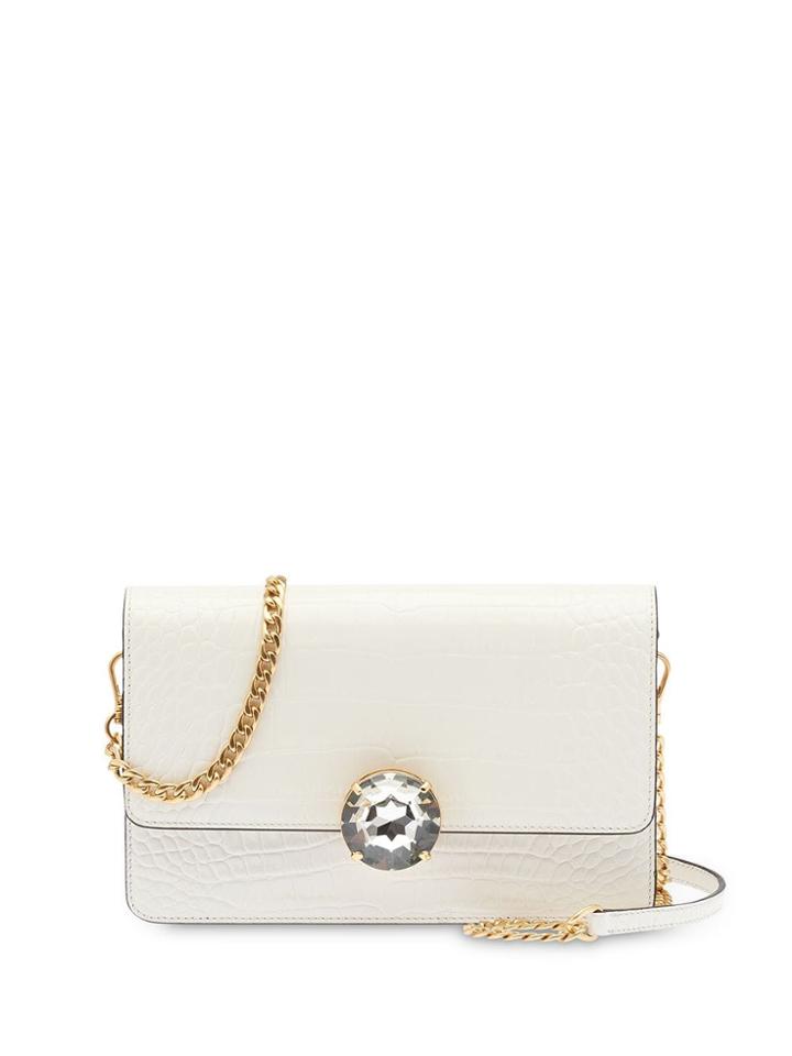 Miu Miu Crocodile Embossed Shoulder Bag - White