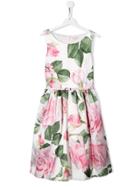 Monnalisa Floral Sleeveless Dress - White