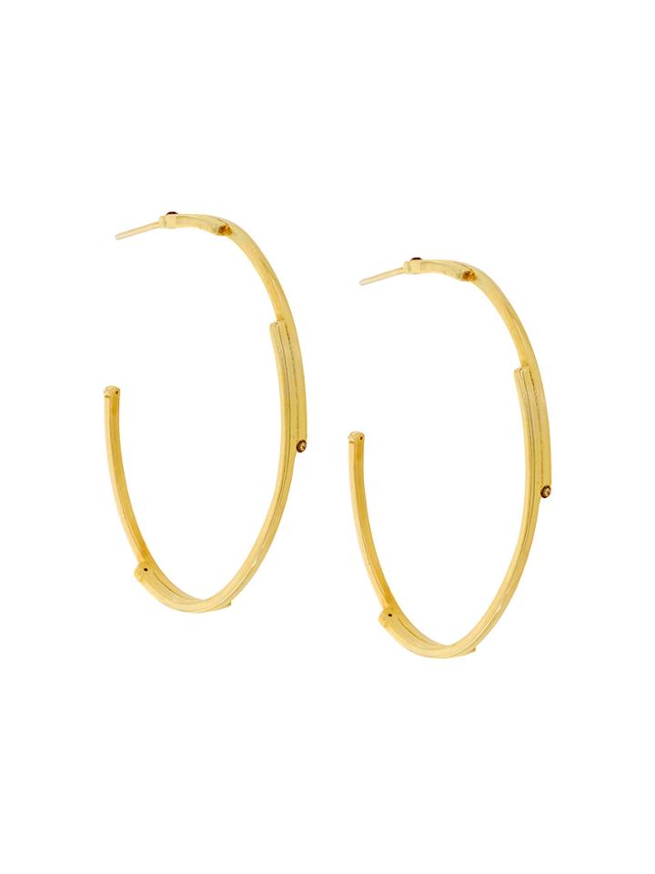 Charlotte Valkeniers Oval Digit Hoop Earrings - Metallic