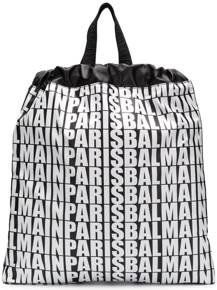 Balmain Branded Backpack - Black