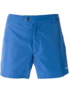 Jil Sander Lateral Striped Swim Shorts, Men's, Size: Medium, Blue, Polyester