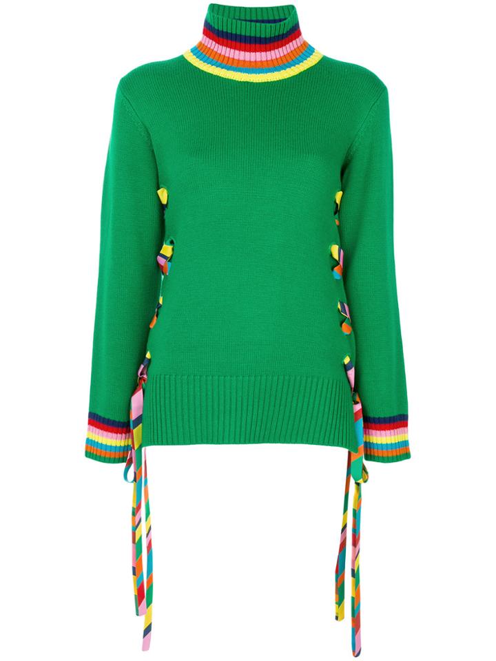 Mira Mikati Rainbow Lace Up Jumper - Green