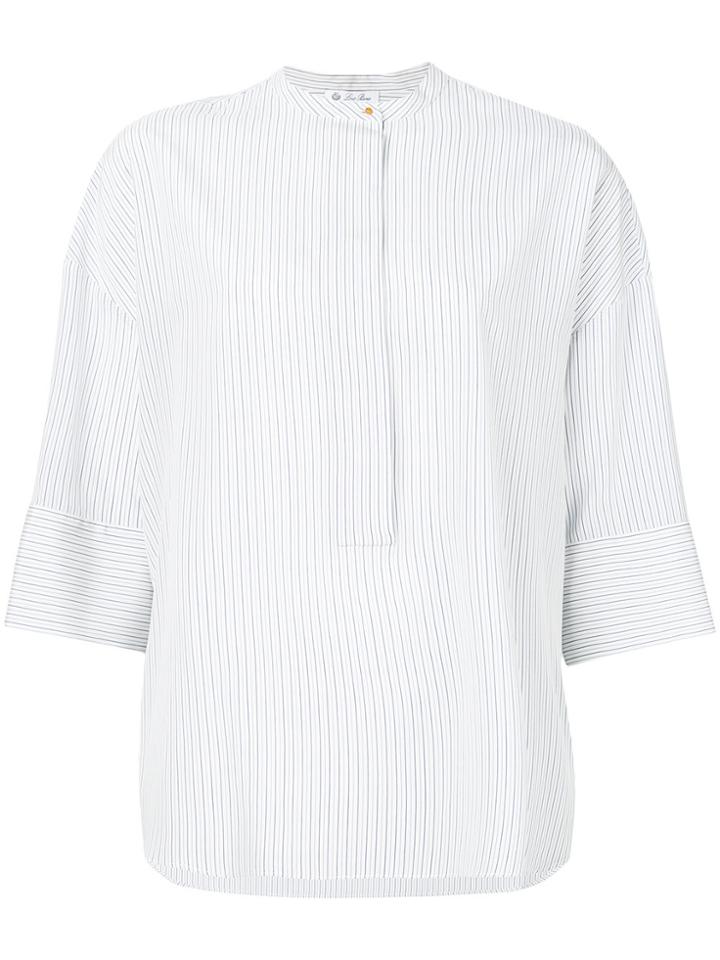 Loro Piana Round Neck Striped Blouse - White