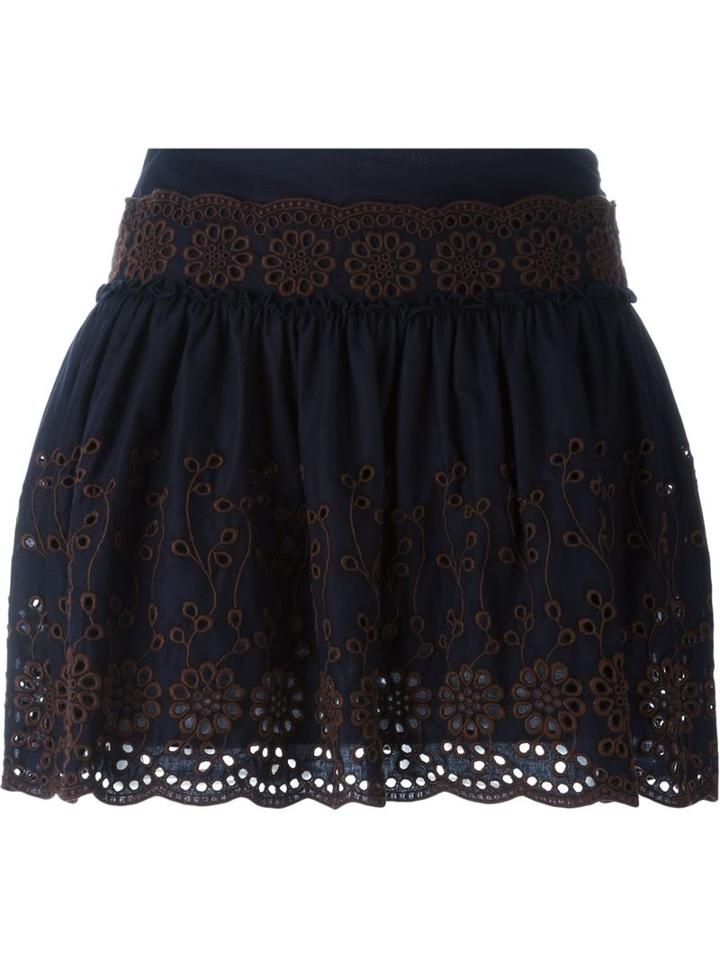 See By Chloé Broderie Anglaise Pleated Skirt