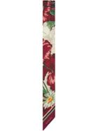 Gucci Silk Neck Bow With Floral Print - White