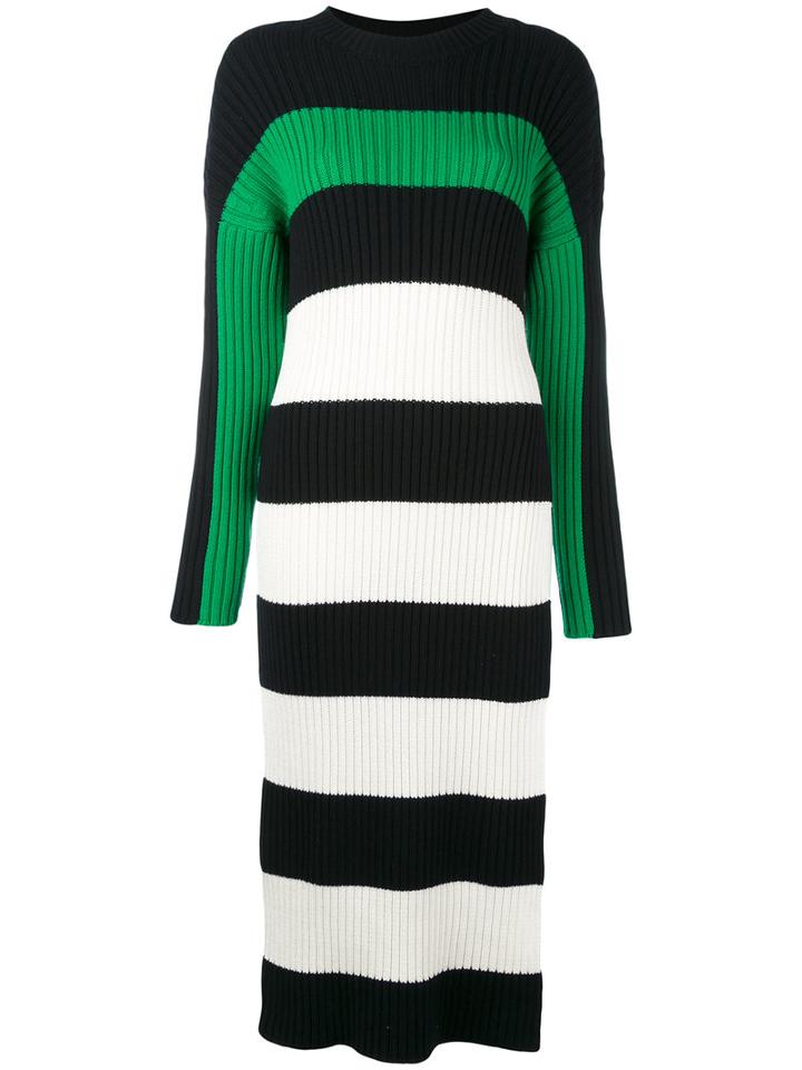 Stella Mccartney - Long-length Striped Dress - Women - Silk/cotton/virgin Wool - 40, Blue, Silk/cotton/virgin Wool