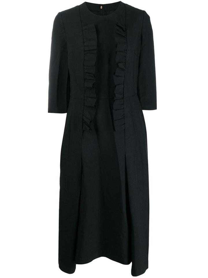 Comme Des Garçons Comme Des Garçons Ruffle Trim Dress - Black