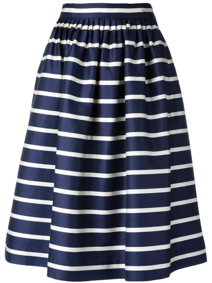 Polo Ralph Lauren - Gathered Striped Skirt - Women - Silk/cotton - 8, Women's, Blue, Silk/cotton