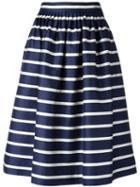 Polo Ralph Lauren - Gathered Striped Skirt - Women - Silk/cotton - 8, Women's, Blue, Silk/cotton