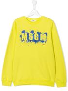 Msgm Kids Teen Stencil Logo Sweatshirt - 023 Giallo Fluo