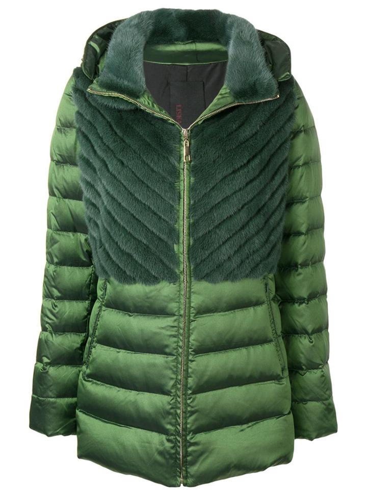 Liska Mink Fur Panel Padded Jacket - Green