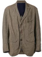 Ziggy Chen - Classic Distressed Blazer - Men - Cotton/linen/flax - 50, Brown, Cotton/linen/flax