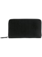 Burberry Perforated Logo Leather Ziparound Wallet - Black