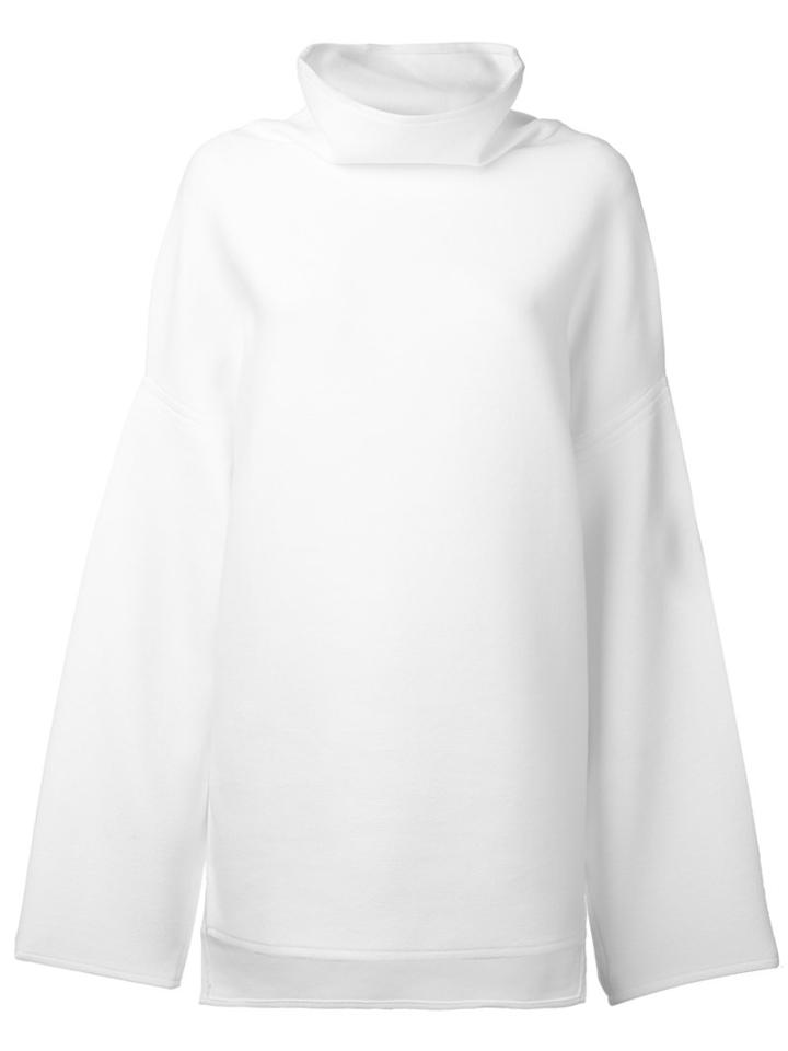 Dkny - Extra Long Sleeve High-neck Pullover - Women - Cotton/polyester/nylon/spandex/elastane - Xs, White, Cotton/polyester/nylon/spandex/elastane