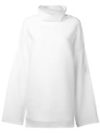 Dkny - Extra Long Sleeve High-neck Pullover - Women - Cotton/polyester/nylon/spandex/elastane - Xs, White, Cotton/polyester/nylon/spandex/elastane