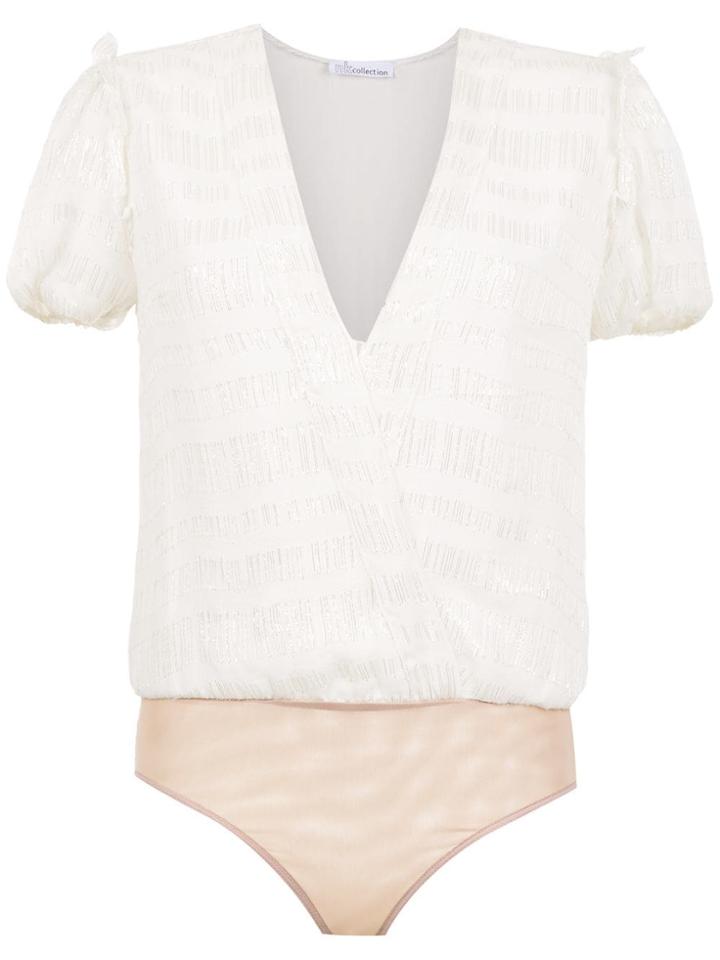 Nk Collection Striped Bodysuit - White
