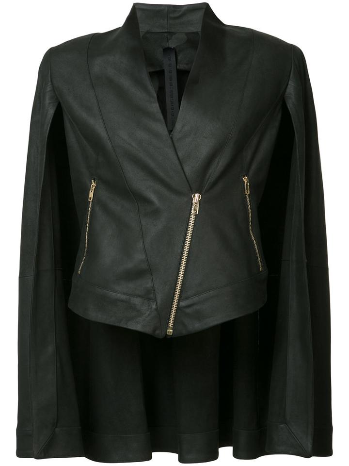 Gareth Pugh - Diagonal Zip Leather Cape - Women - Leather - 42, Black, Leather