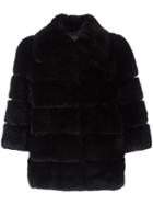 Yves Salomon Rabbit Fur Jacket, Women's, Size: 38, Black, Rabbit Fur/goat Skin/silk/polyester