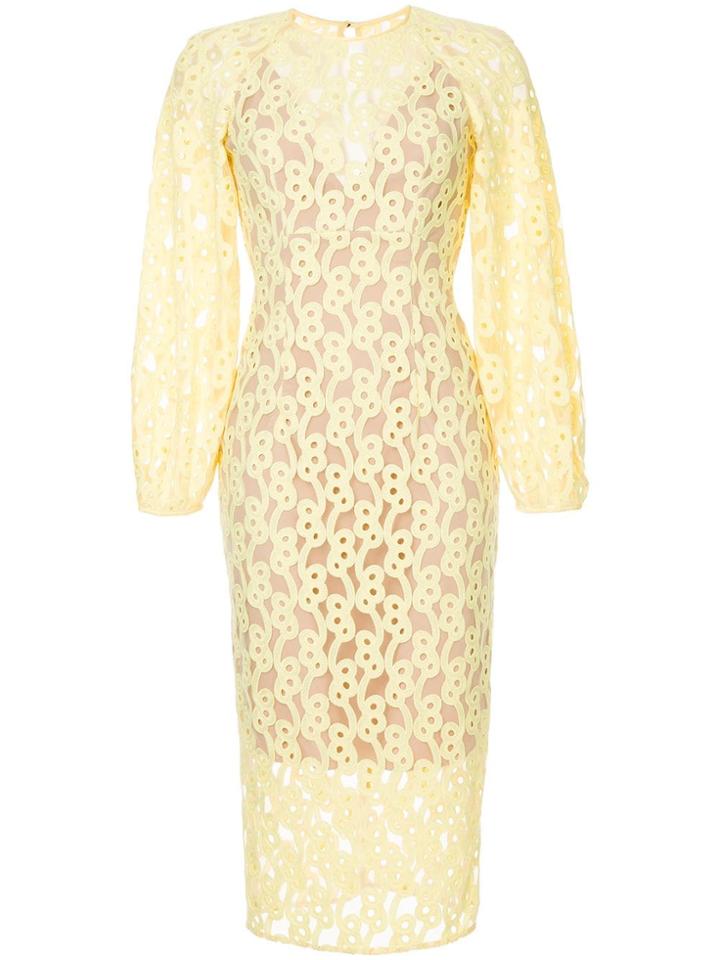 Ginger & Smart Link Embroidered Mesh Dress - Yellow