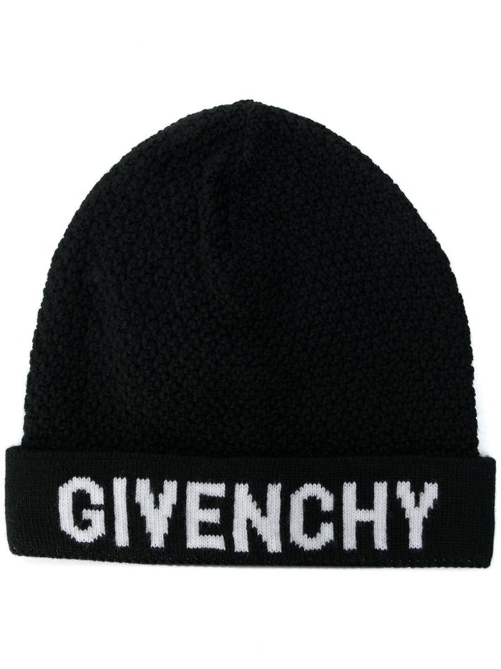 Givenchy Logo Patch Beanie Hat - Black