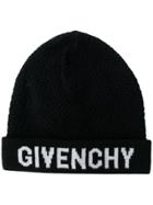 Givenchy Logo Patch Beanie Hat - Black