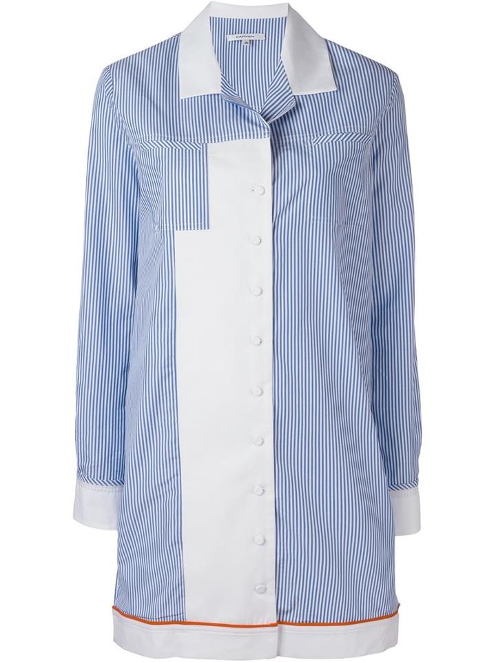 Carven Pinstriped Contrast Panel Striped Hem Shirt Dress