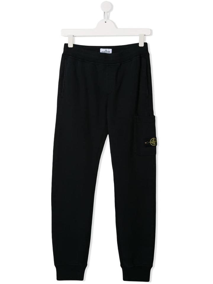 Stone Island Junior Logo Patch Trousers - Blue