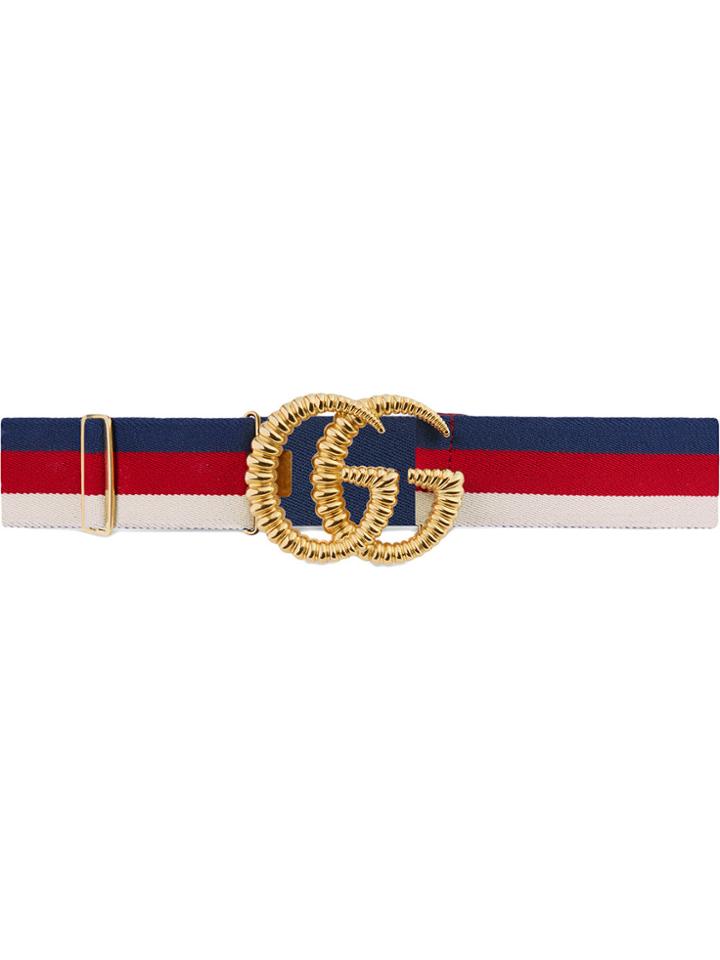 Gucci Web Elastic Belt With Torchon Double G Buckle - Red