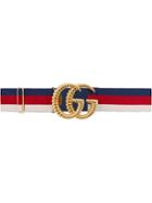 Gucci Web Elastic Belt With Torchon Double G Buckle - Red