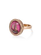 Francesca Villa 18kt Gold Tsavorite Boat Ring - Pink