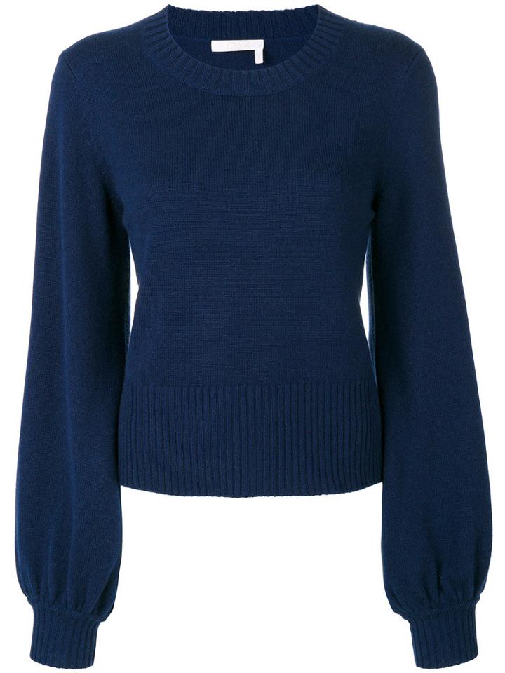 Chloé - Bell Sleeved Sweater - Women - Cashmere - S, Blue, Cashmere
