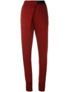 Ann Demeulemeester Wrap Detail Tapered Trousers, Women's, Size: 38, Red, Cotton/lyocell