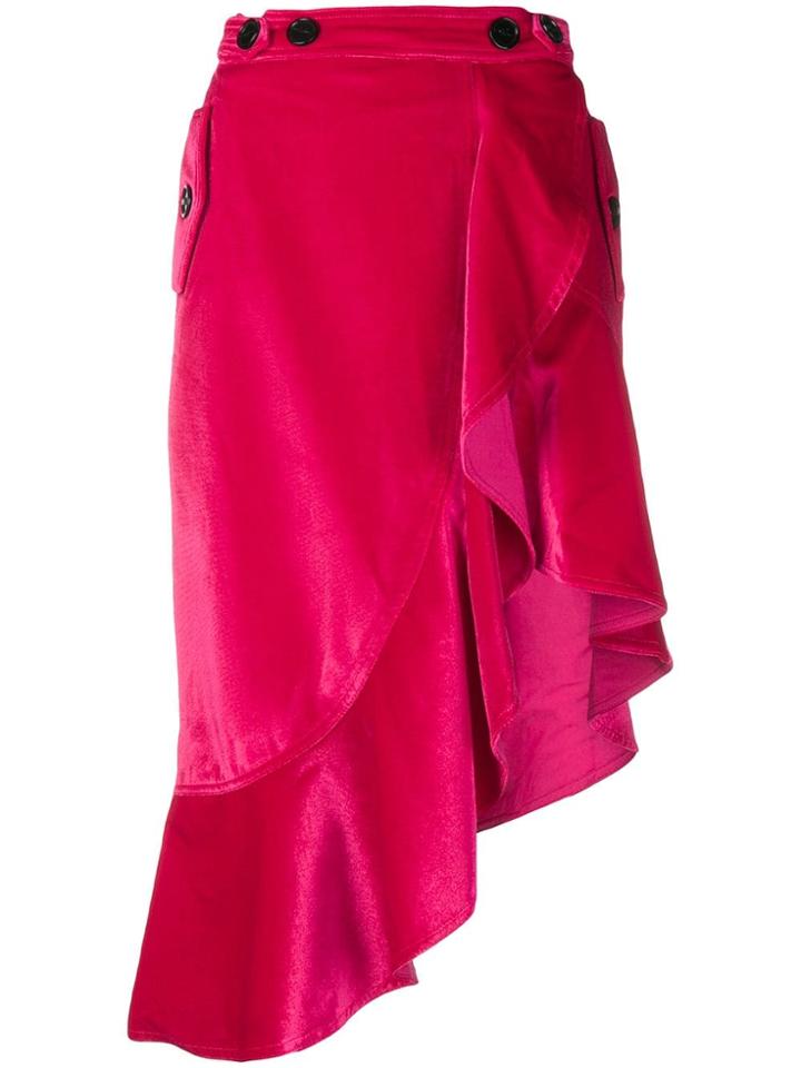 Self-portrait Ruffled Hem Skirt - Pink