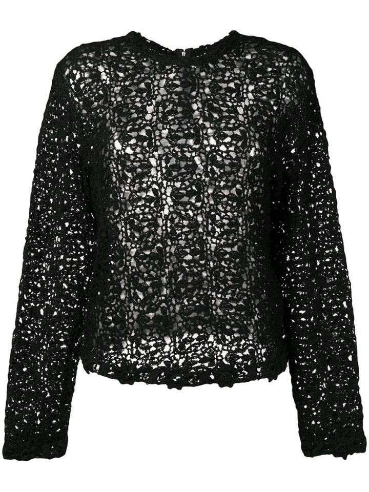 Comme Des Garçons Pre-owned Crochet Long Sleeved Blouse - Black