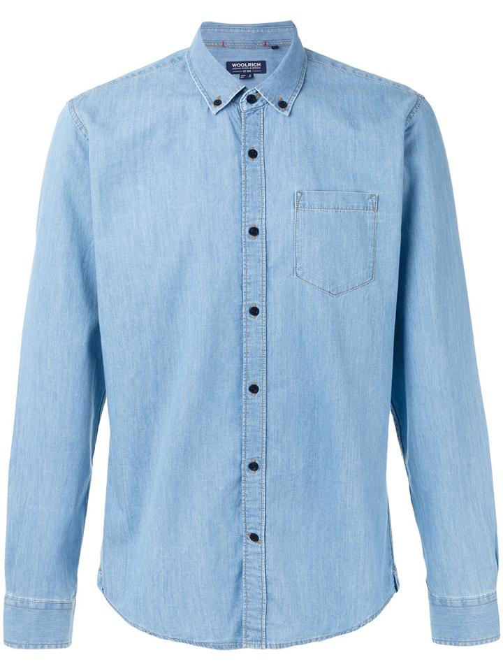 Woolrich - Chambray Shirt - Men - Cotton - M, Blue, Cotton