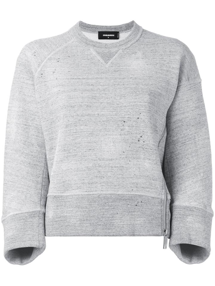 Dsquared2 Cropped Side Zip Sweatshirt - Grey