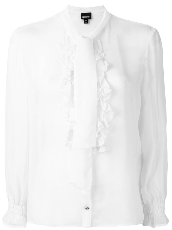 Just Cavalli - Ruffle Front Blouse - Women - Viscose - 40, White, Viscose