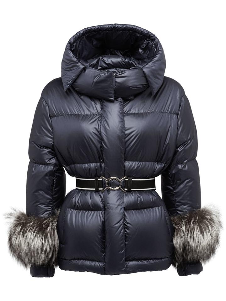 Prada Fur-trimmed Down Jacket - Blue