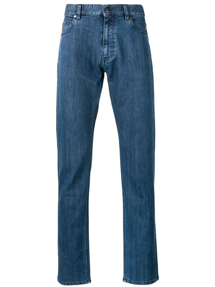 Z Zegna Straight Leg Jeans, Men's, Size: 34, Blue, Cotton/polyester
