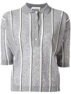 Golden Goose Deluxe Brand Striped Knit Polo Shirt - Grey