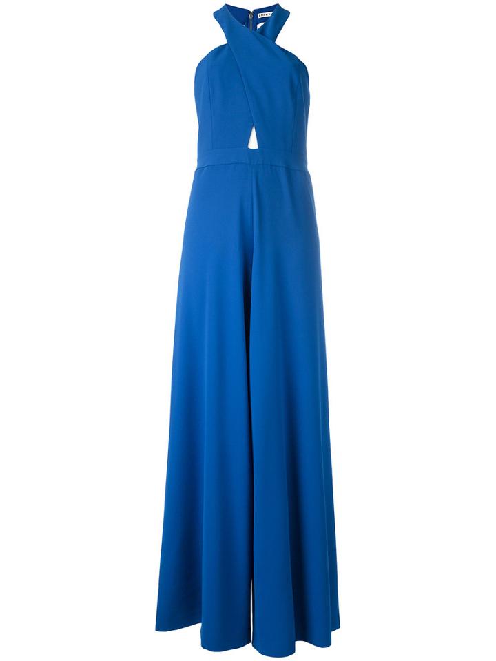 Alice+olivia Crossed Top Jumpsuit, Women's, Size: 6, Blue, Polyester/spandex/elastane