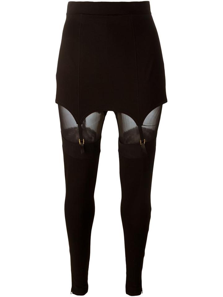 Murmur Suspender Detail Leggings, Women's, Size: 38, Black, Cotton/polyester/spandex/elastane