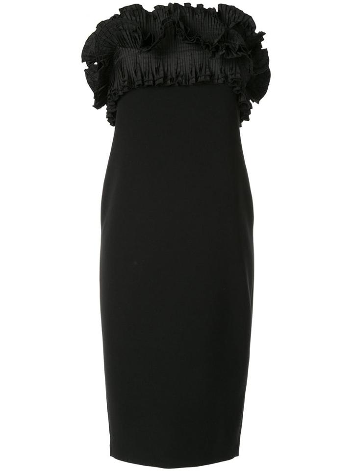 Max Mara Ruffle Tube Midi Dress - Black