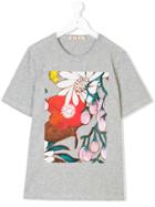 Marni Kids Teen Floral-print T-shirt - Grey
