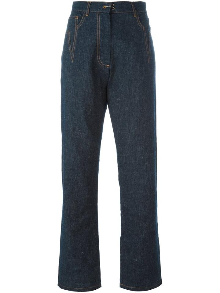 Maison Margiela Relaxed Denim Trousers, Women's, Size: 40, Blue, Cotton/linen/flax