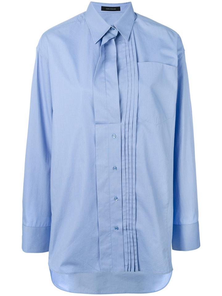 Cédric Charlier Pleated Panel Shirt - Blue
