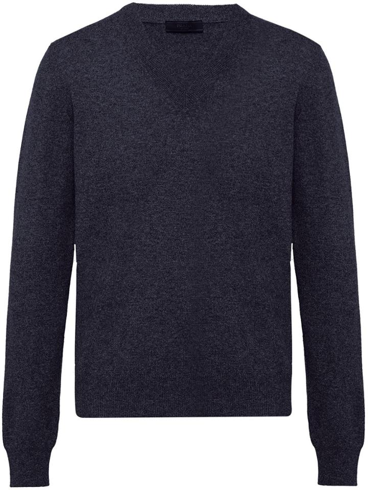 Prada Cashmere V-neck Jumper - Blue